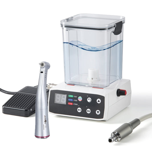 Dental LED Electric Motor w/ Water Supply 4 Holes + 1:5 Electric Contra Angle Handpiece - azdentall.com