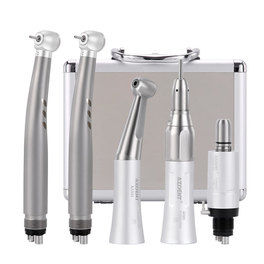 AZDENT Dental Stainless Body Shadowless LED E-generator High and Low Speed Handpiece 2/4 Holes
