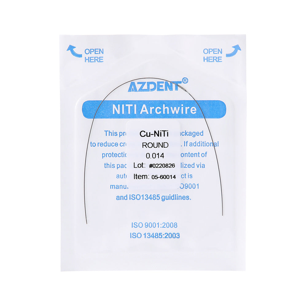 AZDENT Dental Copper Cu-NiTi Arch Wire Round 35˚ Super Elastic With Stops Preformed Full Sizes 1pcs/Pack
