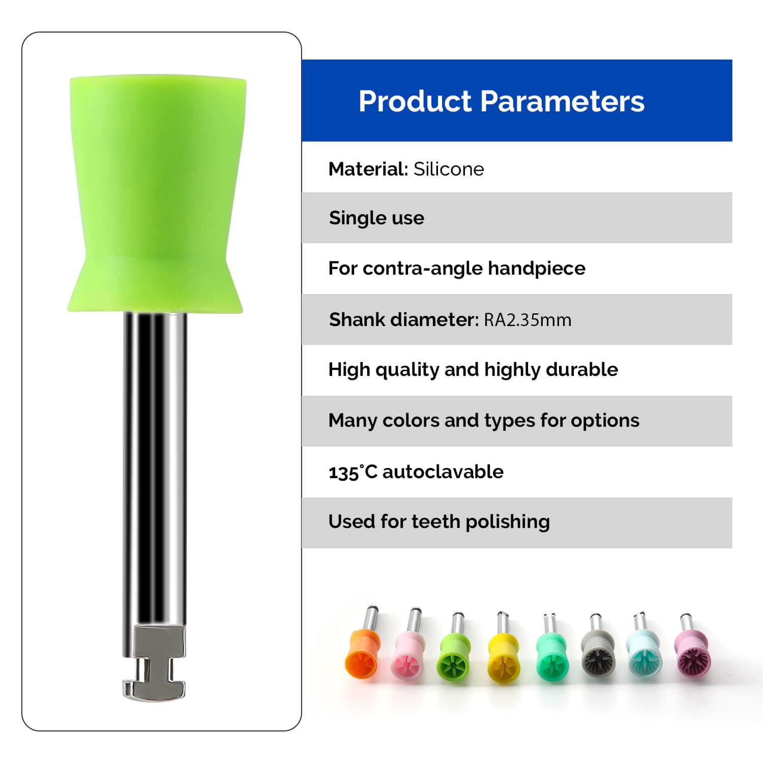 AZDENT Dental Rubber Polishing Prophy Cup Soft Brushes RA2.35mm 100pcs/Box - azdentall.com