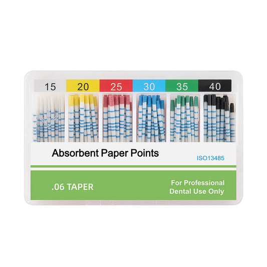 Absorbent Paper Points with Scale 15-40# Taper Size 0.06 Color Coded 100pcs/Box - azdentall.com