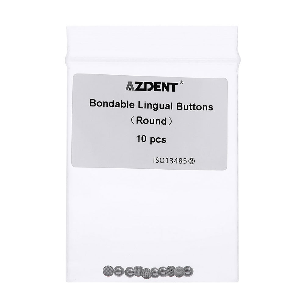 AZDENT Dental Lingual Button Orthodontic Metal Round Mesh Base Bondable 10/Bag