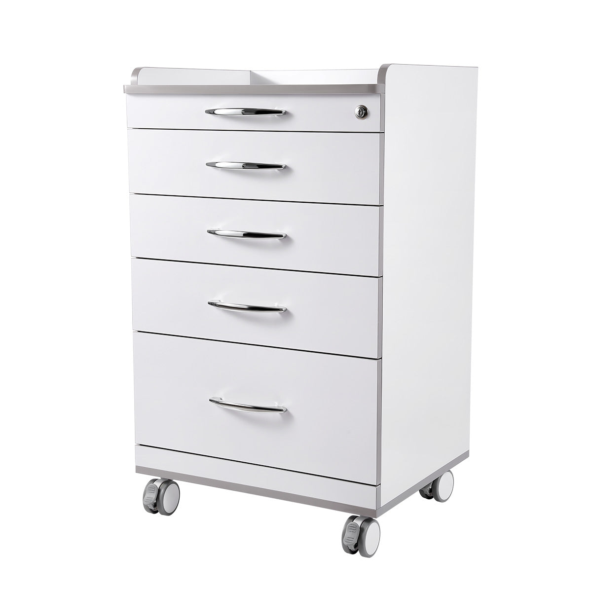 Dental NW-P4 Acrylic Mobile Cart Cabinet With Four Drawers & Two Instrument Tray - azdentall.com