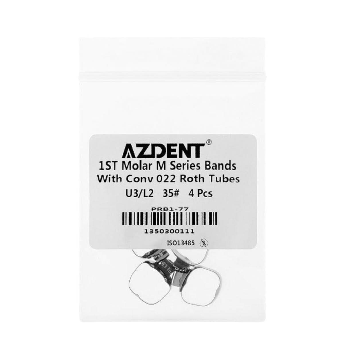 AZDENT Dental Orthodontic Buccal Tube Band 1st 35#-40+# Roth .022 U3/L2 4pcs/Kit - azdentall.com
