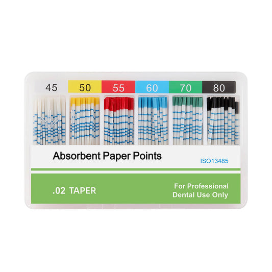 Absorbent Paper Points with Scale 45-80# Taper Size 0.02 Color Coded 200pcs/Box - azdentall.com