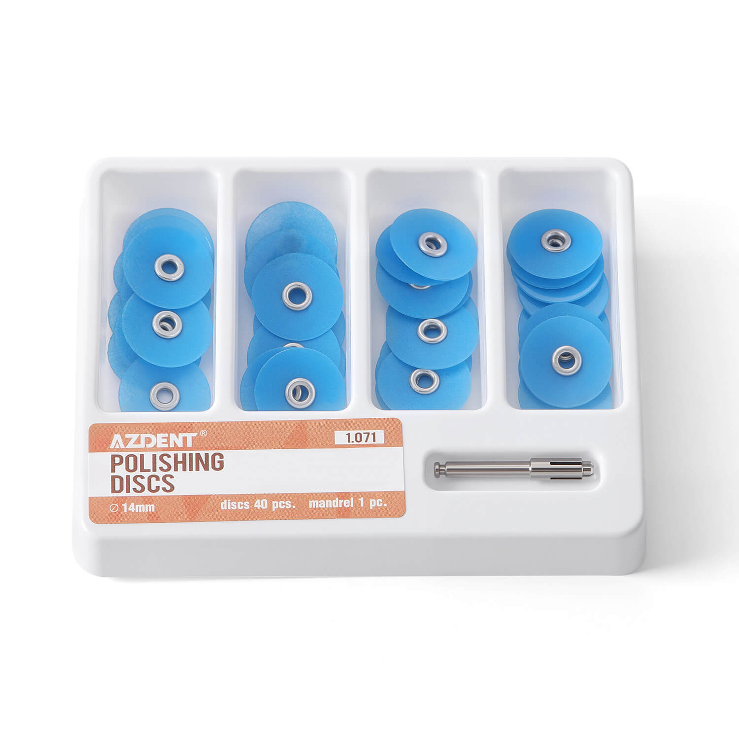 AZDENT Composite Polishing Discs φ14mm with Mandrel NO1.071 40Pcs/Box - azdentall.com
