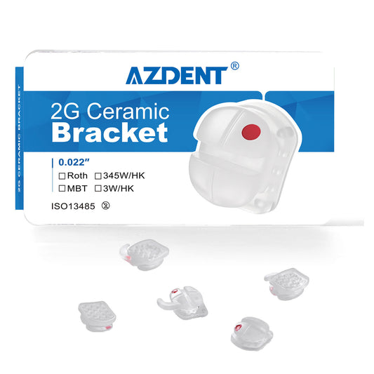 AZDENT Dental 2G Clear Ceramic Bracket Roth/MBT 0.022 Hooks On 345 20pcs/Box - azdentall.com