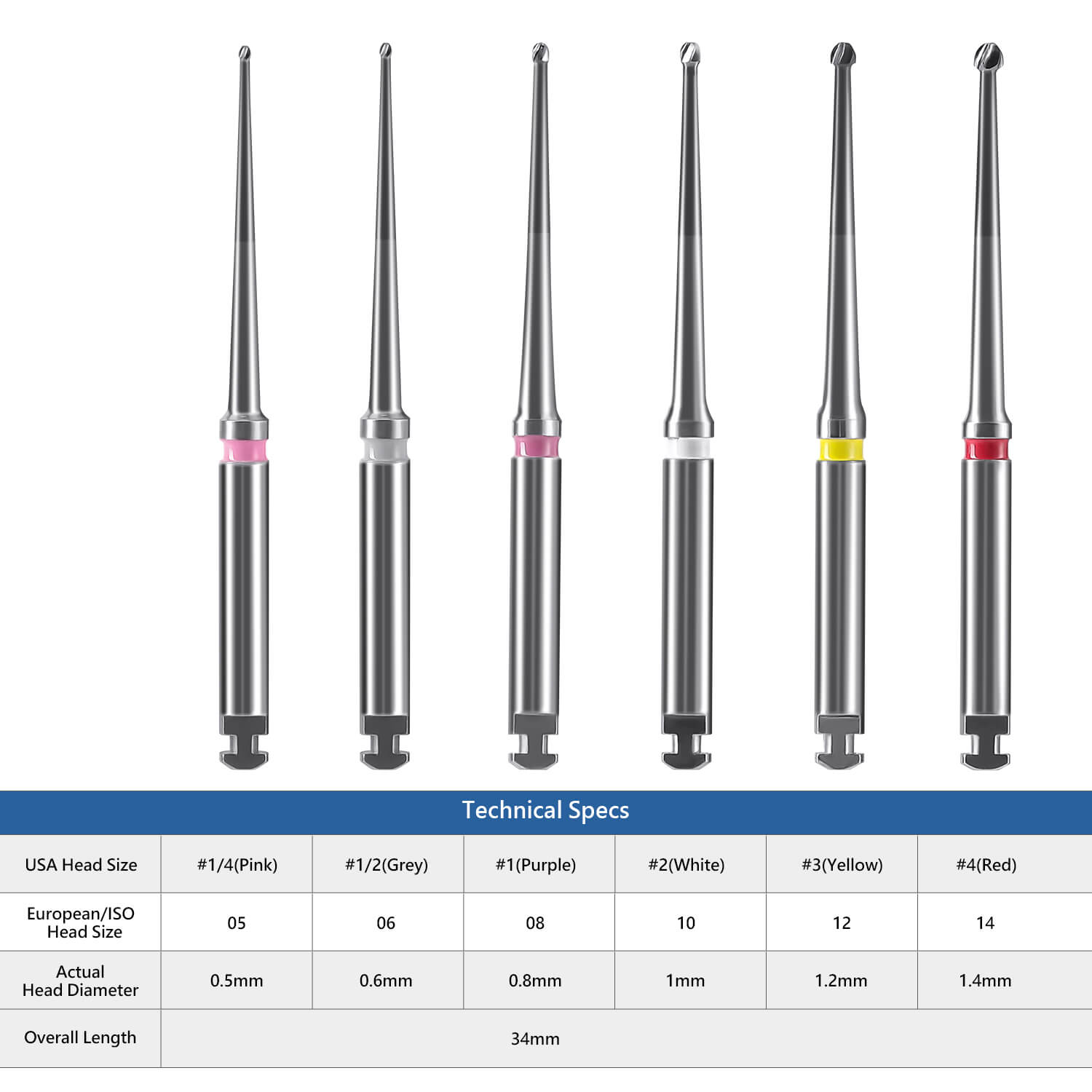 Dental Long Neck Microscope Endo Tungsten Carbide Bur 31mm/34mm RA 2.35mm 6pcs/Pack - azdentall.com