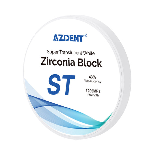 AZDENT Dental ST White Zirconia Block Disc Super Translucent 98mm - azdentall.com