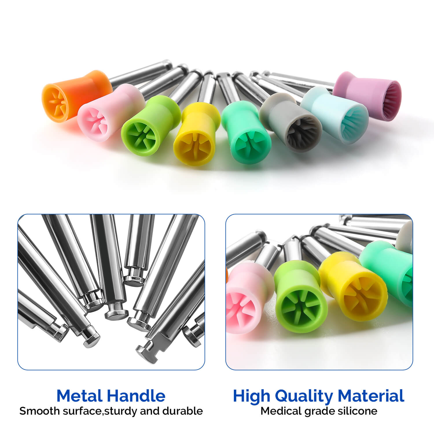 AZDENT Dental Rubber Polishing Prophy Cup Soft Brushes RA2.35mm 100pcs/Box - azdentall.com