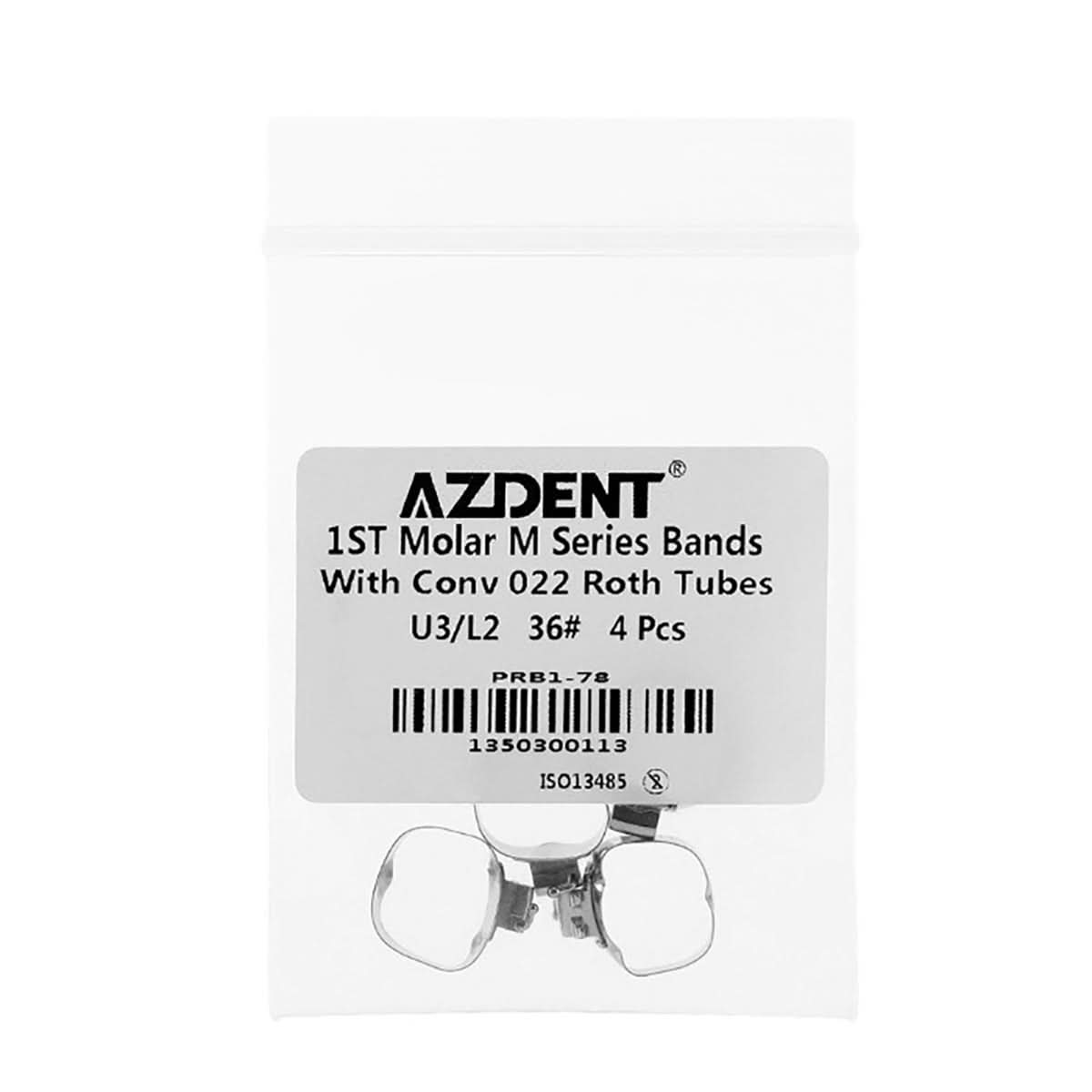 AZDENT Dental Orthodontic Buccal Tube Band 1st 35#-40+# Roth .022 U3/L2 4pcs/Kit - azdentall.com