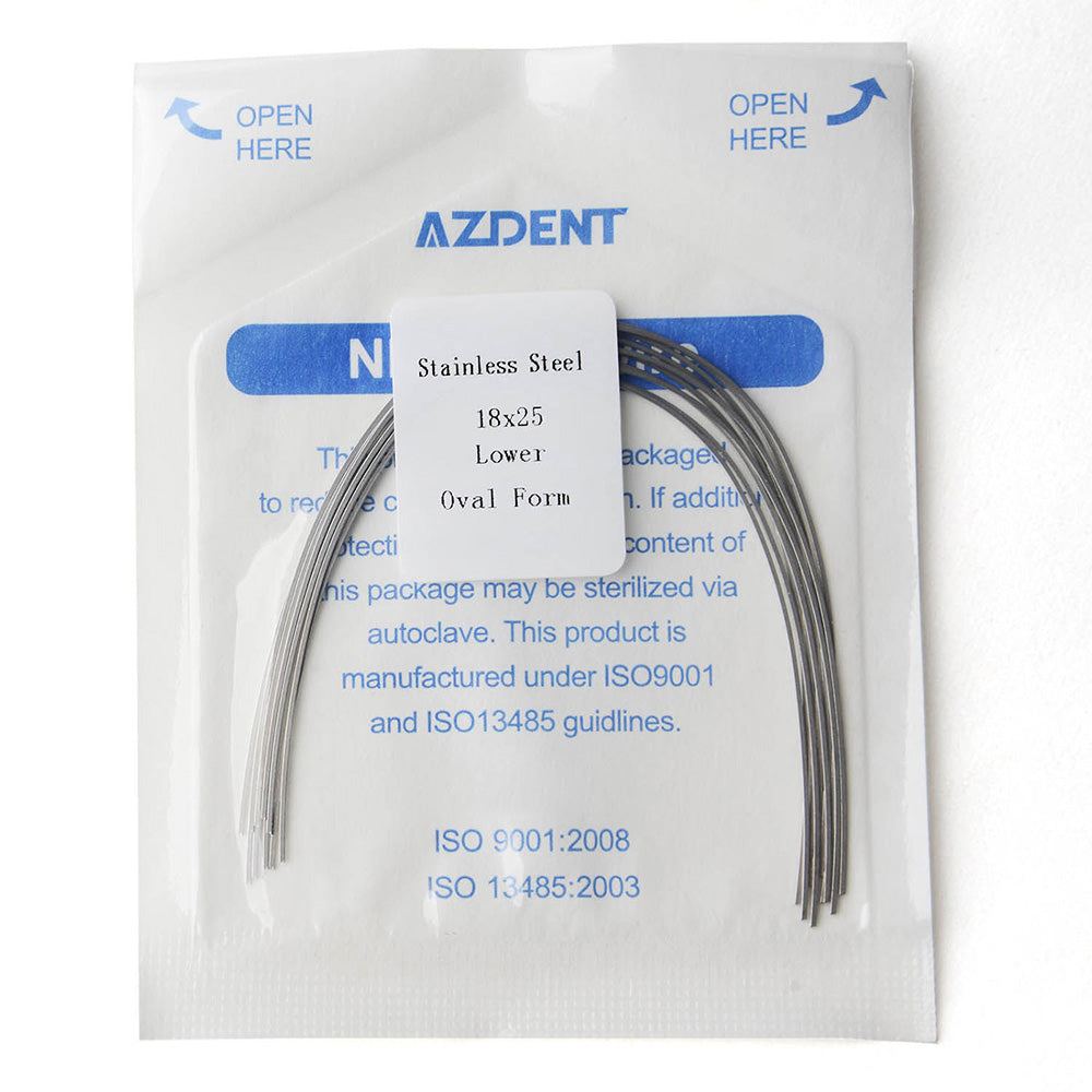 AZDENT Archwire Stainless Steel Rectangular Oval 0.018 x 0.025 Lower 10pcs/Pack - wholesale.azdentall.com