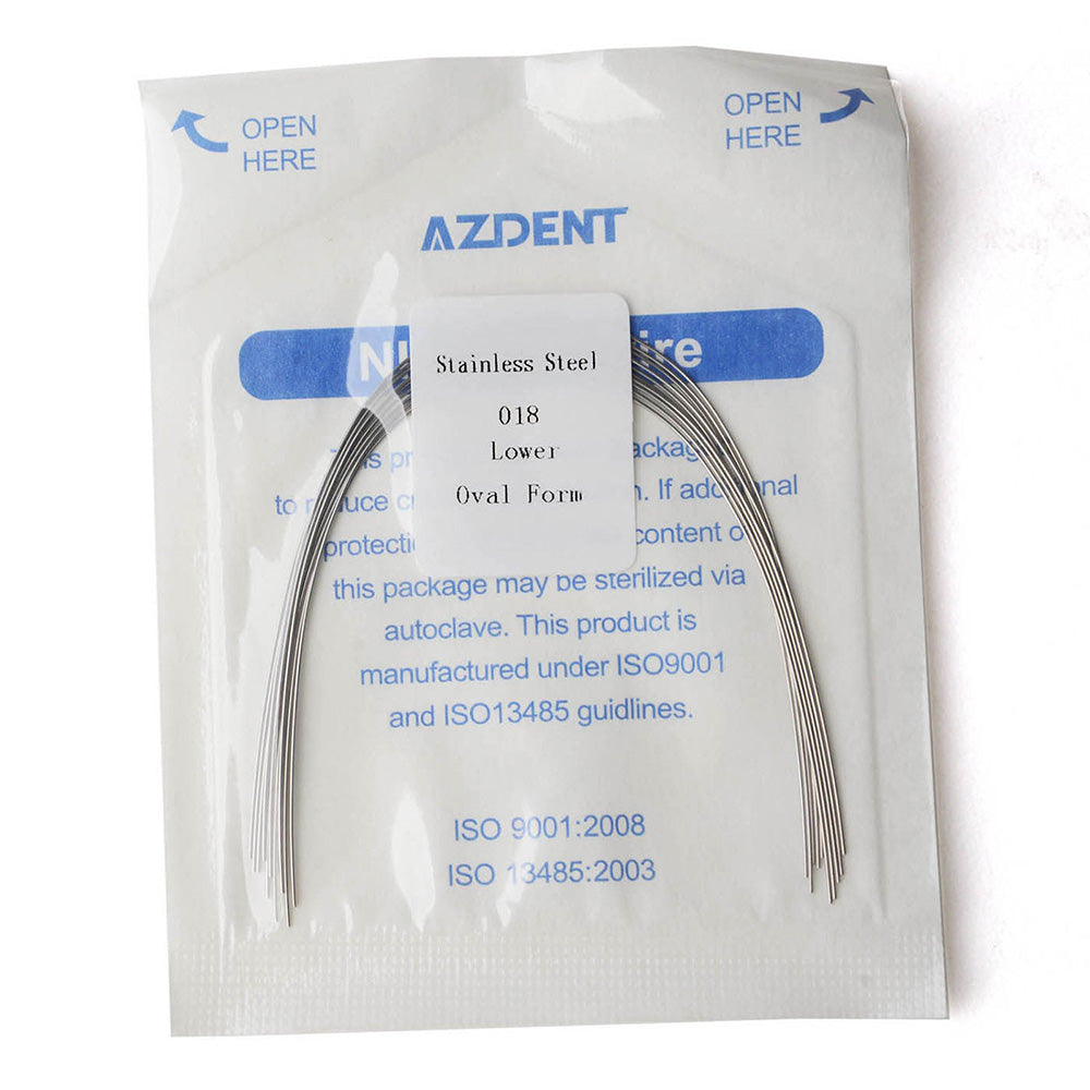 AZDENT Archwire Stainless Steel Round Oval 0.018 Lower 10pcs/Pack - wholesale.azdentall.com