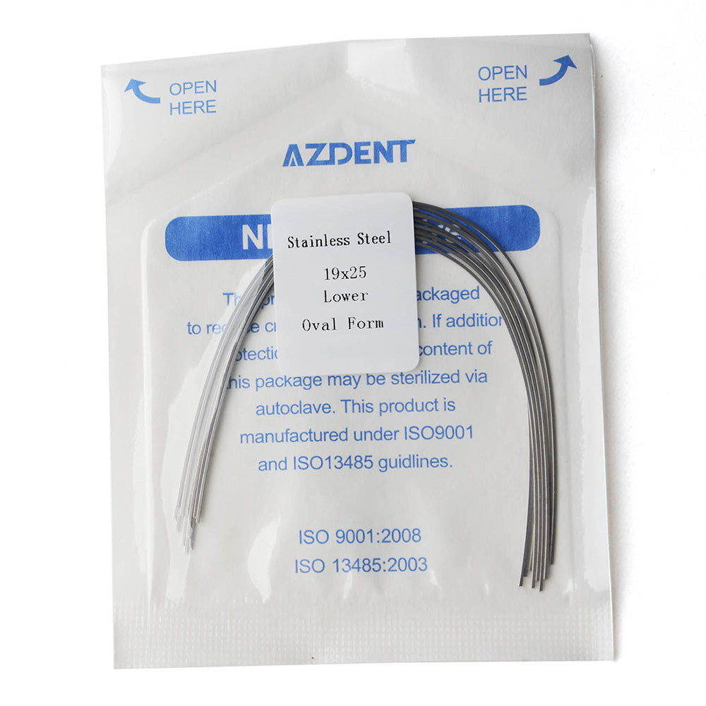 AZDENT Archwire Stainless Steel Rectangular Oval 0.019 x 0.025 Lower 10pcs/Pack - wholesale.azdentall.com