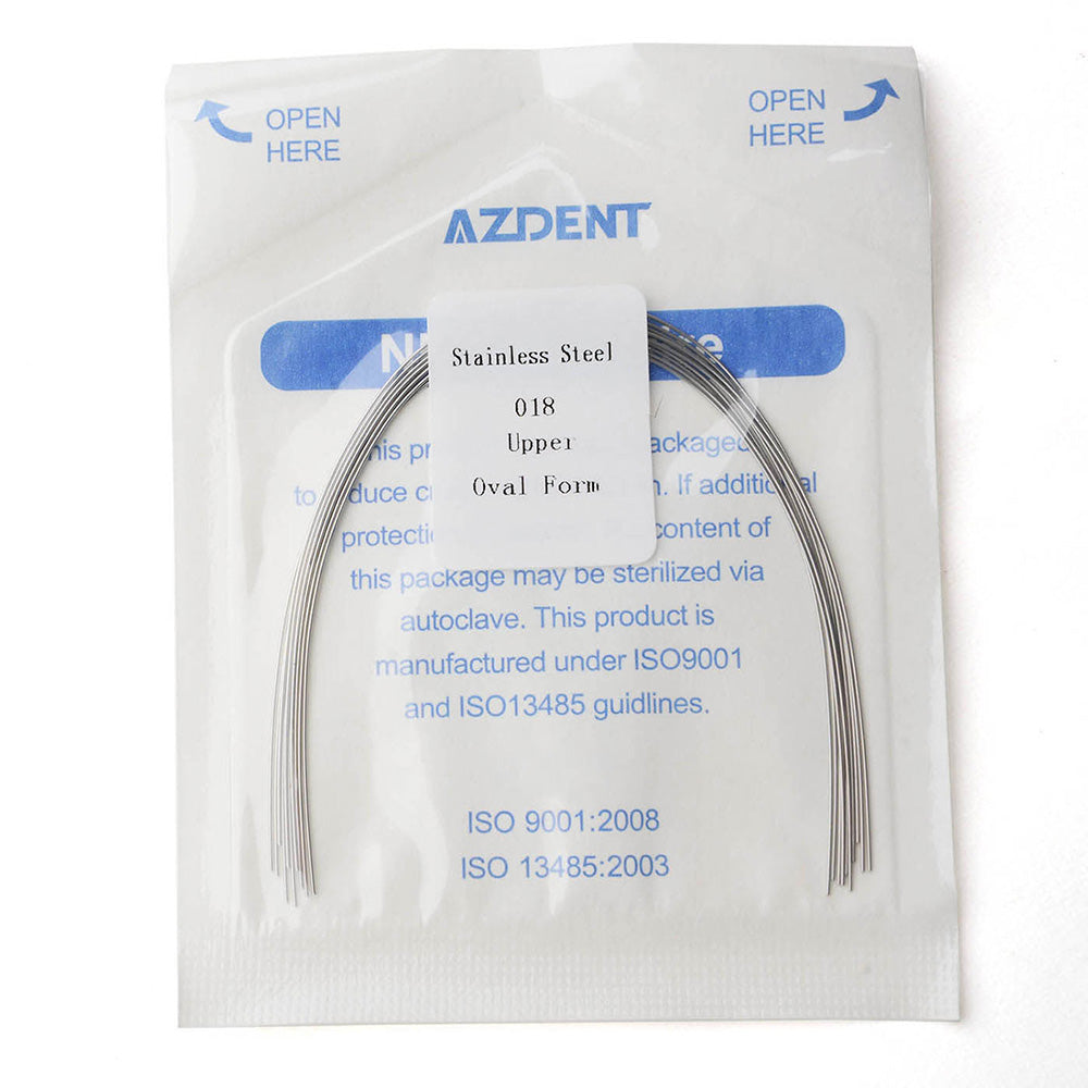 AZDENT Archwire Stainless Steel Round Oval 0.018 Upper 10pcs/Pack - wholesale.azdentall.com