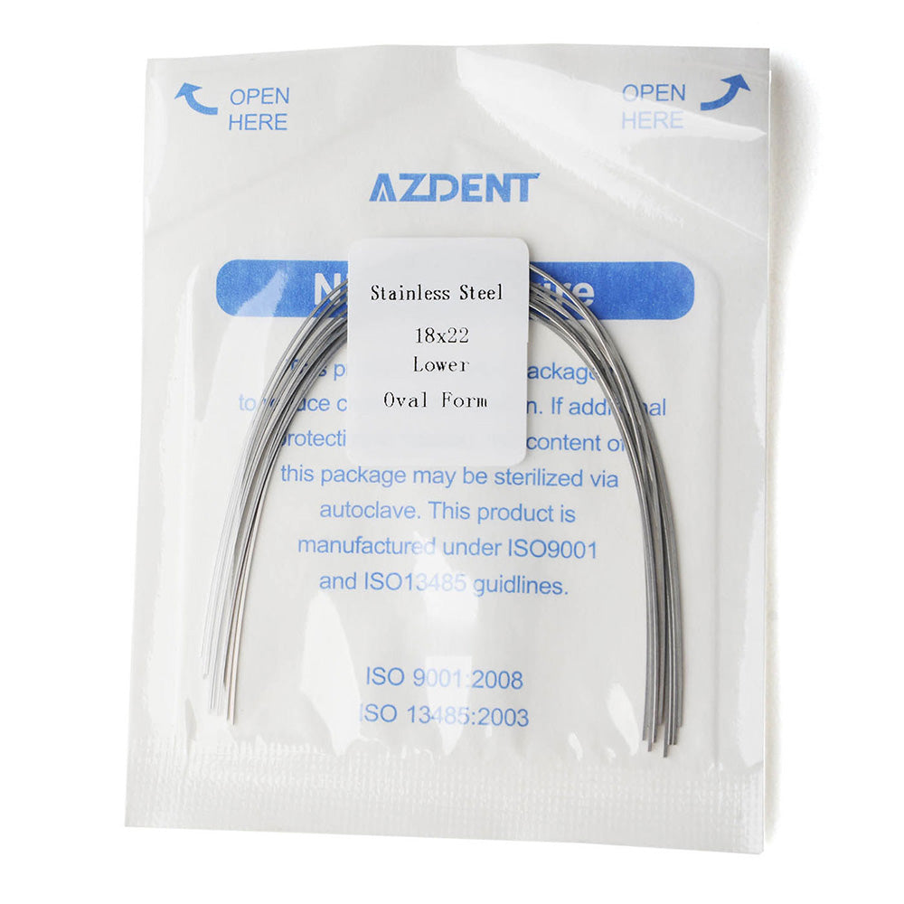 AZDENT Archwire Stainless Steel Rectangular Oval 0.018 x 0.022 Lower 10pcs/Pack - wholesale.azdentall.com