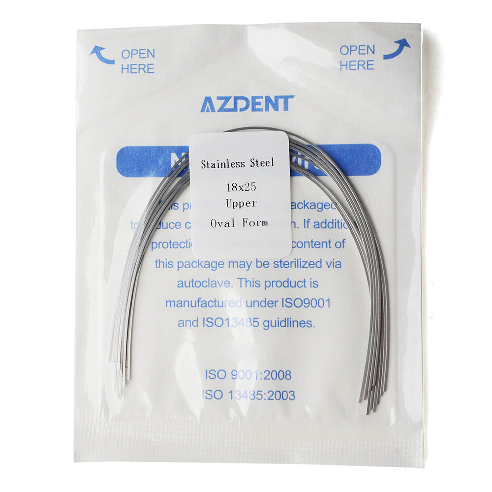 AZDENT Archwire Stainless Steel Rectangular Oval 0.018 x 0.025 Upper 10pcs/Pack - wholesale.azdentall.com