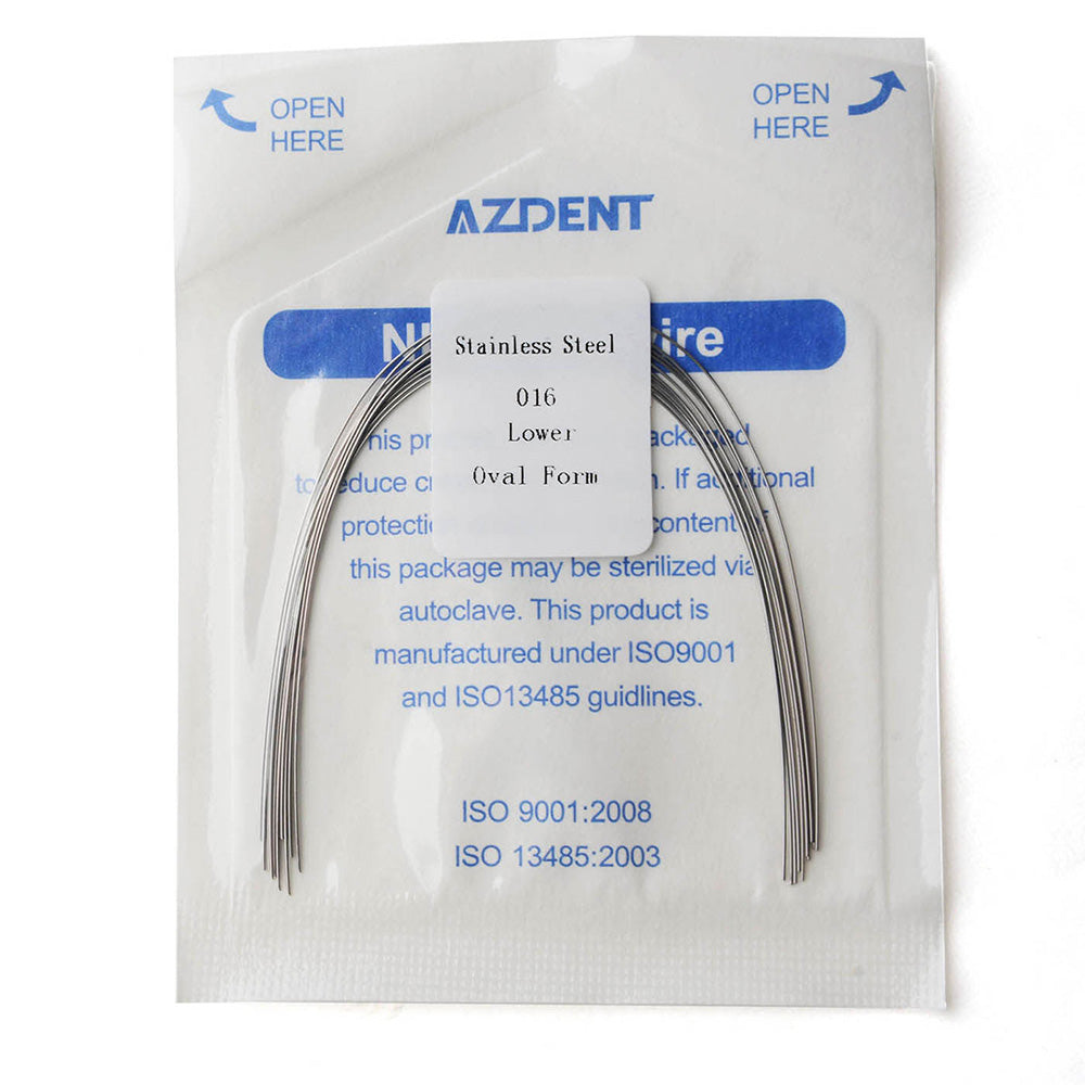 AZDENT Archwire Stainless Steel Round Oval 0.016 Lower 10pcs/Pack - wholesale.azdentall.com