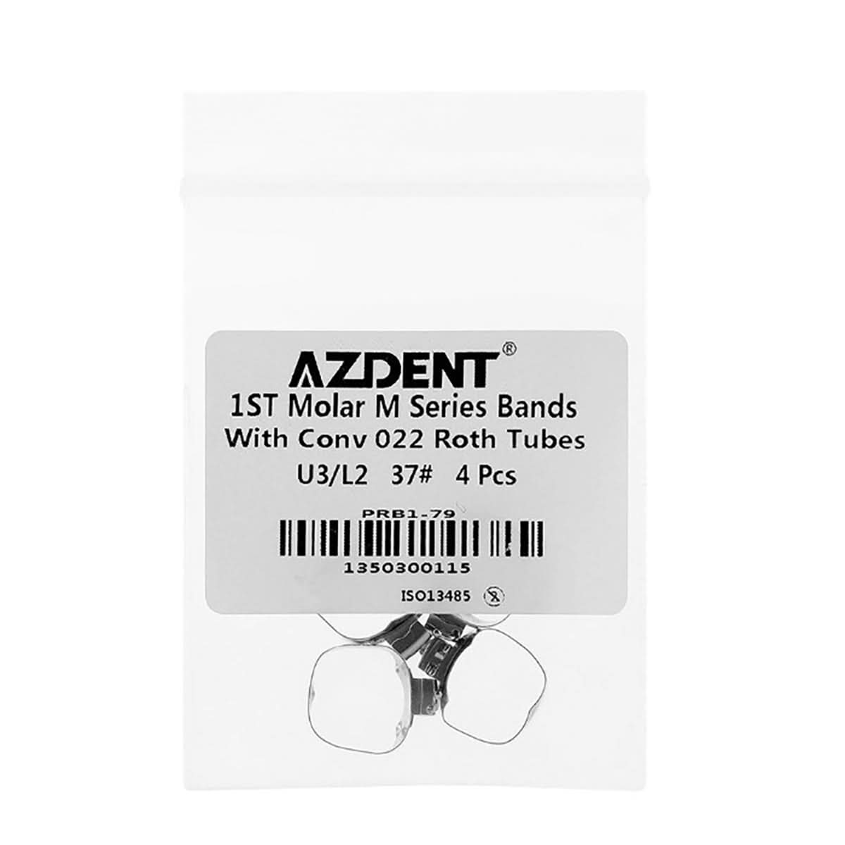 AZDENT Dental Orthodontic Buccal Tube Band 1st 35#-40+# Roth .022 U3/L2 4pcs/Kit - azdentall.com