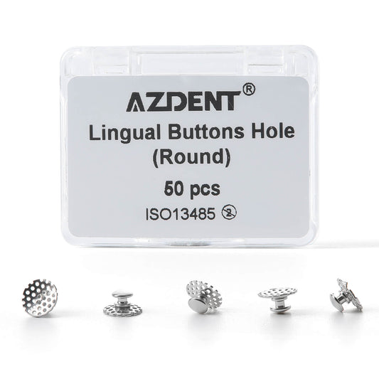 AZDENT Dental Orthodontic Bondable Lingual Button with Hole Round 50pcs/Box - azdentall.com