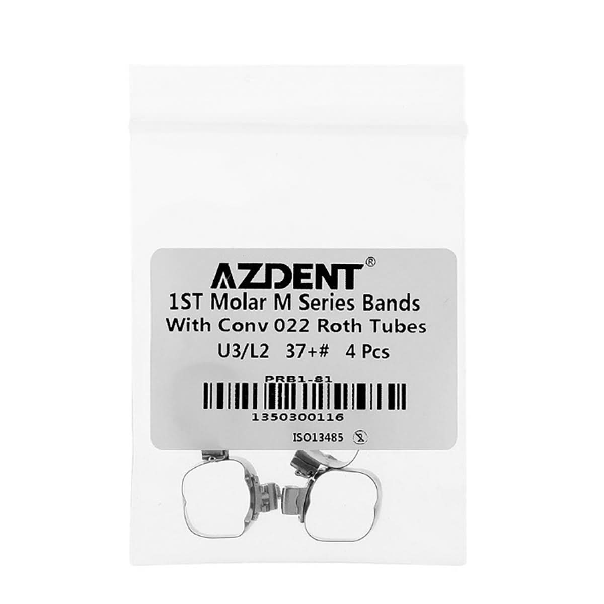 AZDENT Dental Orthodontic Buccal Tube Band 1st 35#-40+# Roth .022 U3/L2 4pcs/Kit - azdentall.com