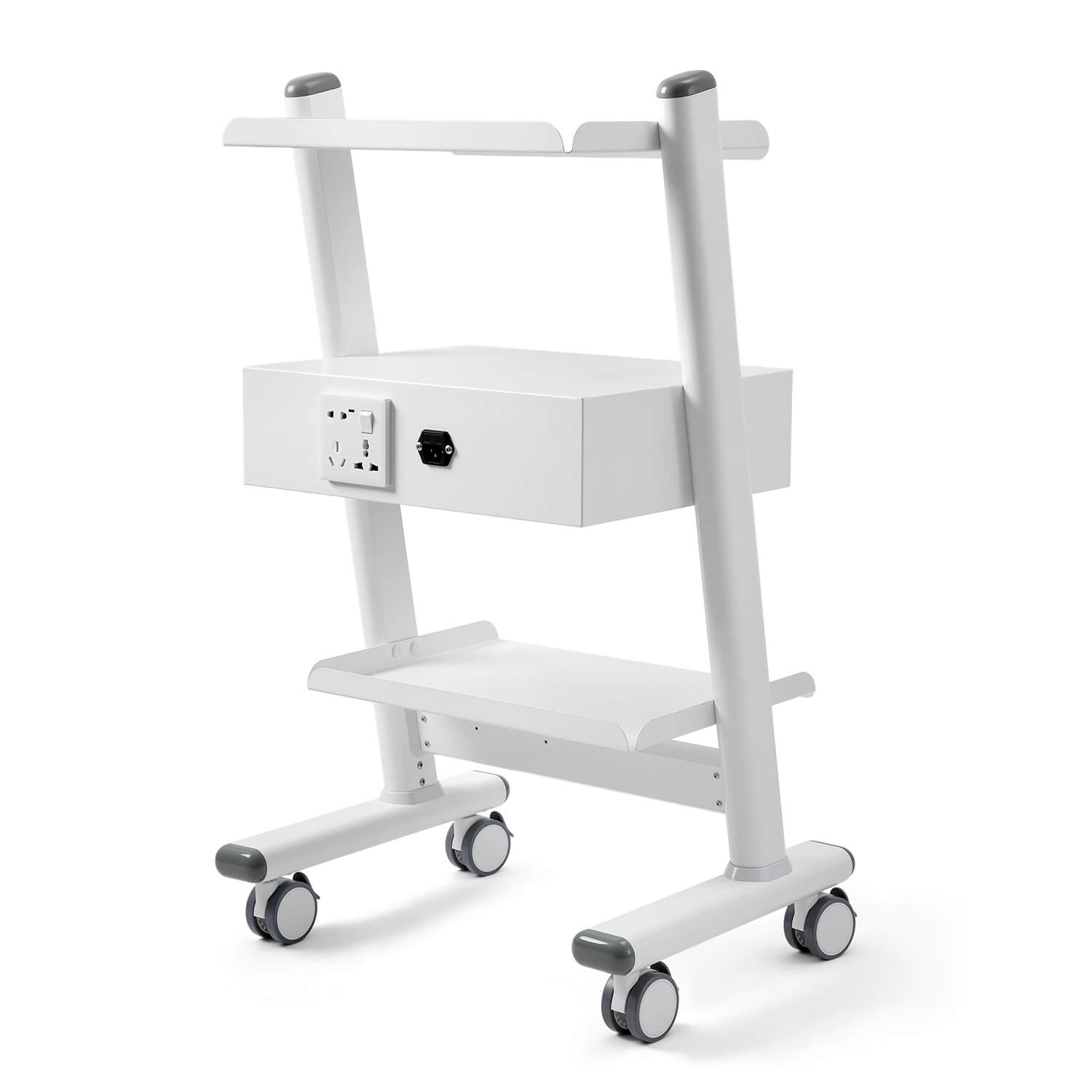 Dental Mobile Cart Tool Built-in Socket Steel Three-Tier Trolley with Drawer - azdentall.com