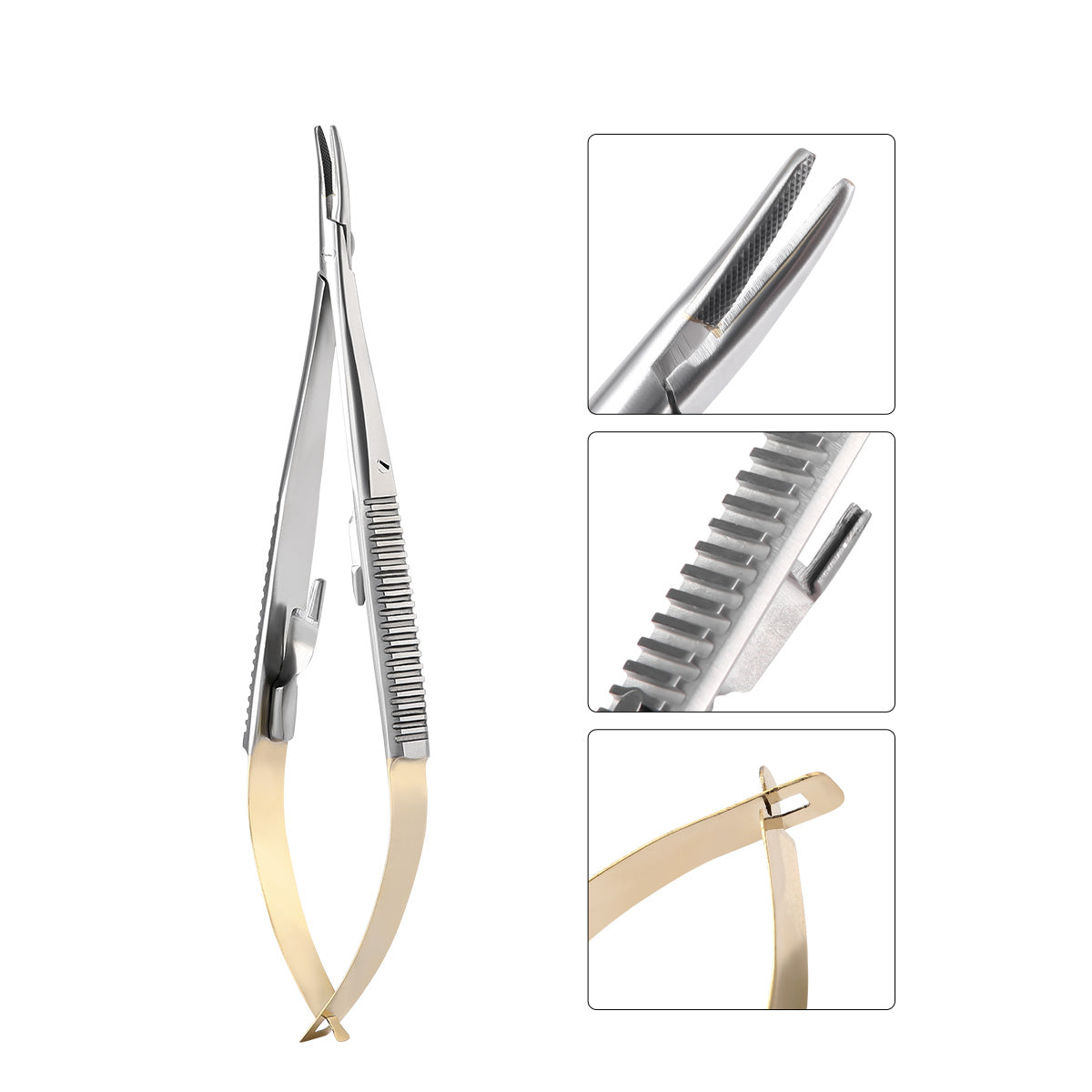 Dental Forceps Needle Holders Tweezer with Lock Straight/Curved Head 14cm/16cm - azdentall.com