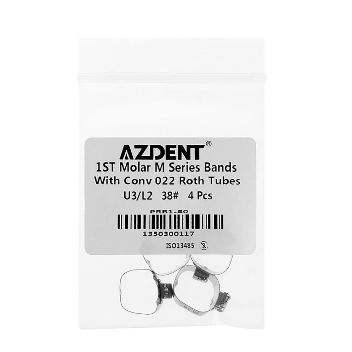 AZDENT Dental Orthodontic Buccal Tube Band 1st 35#-40+# Roth .022 U3/L2 4pcs/Kit - azdentall.com