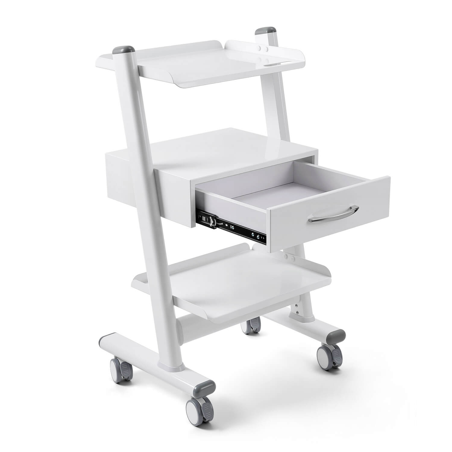 Dental Mobile Cart Tool Built-in Socket Steel Three-Tier Trolley with Drawer - azdentall.com