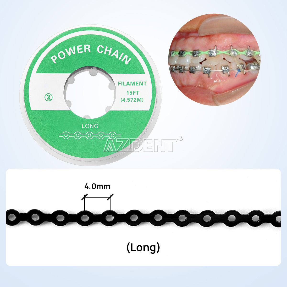 Dental Orthodontic Power Chain Long/Short/Continuous Colorful 15 Ft/Roll 10 Rolls