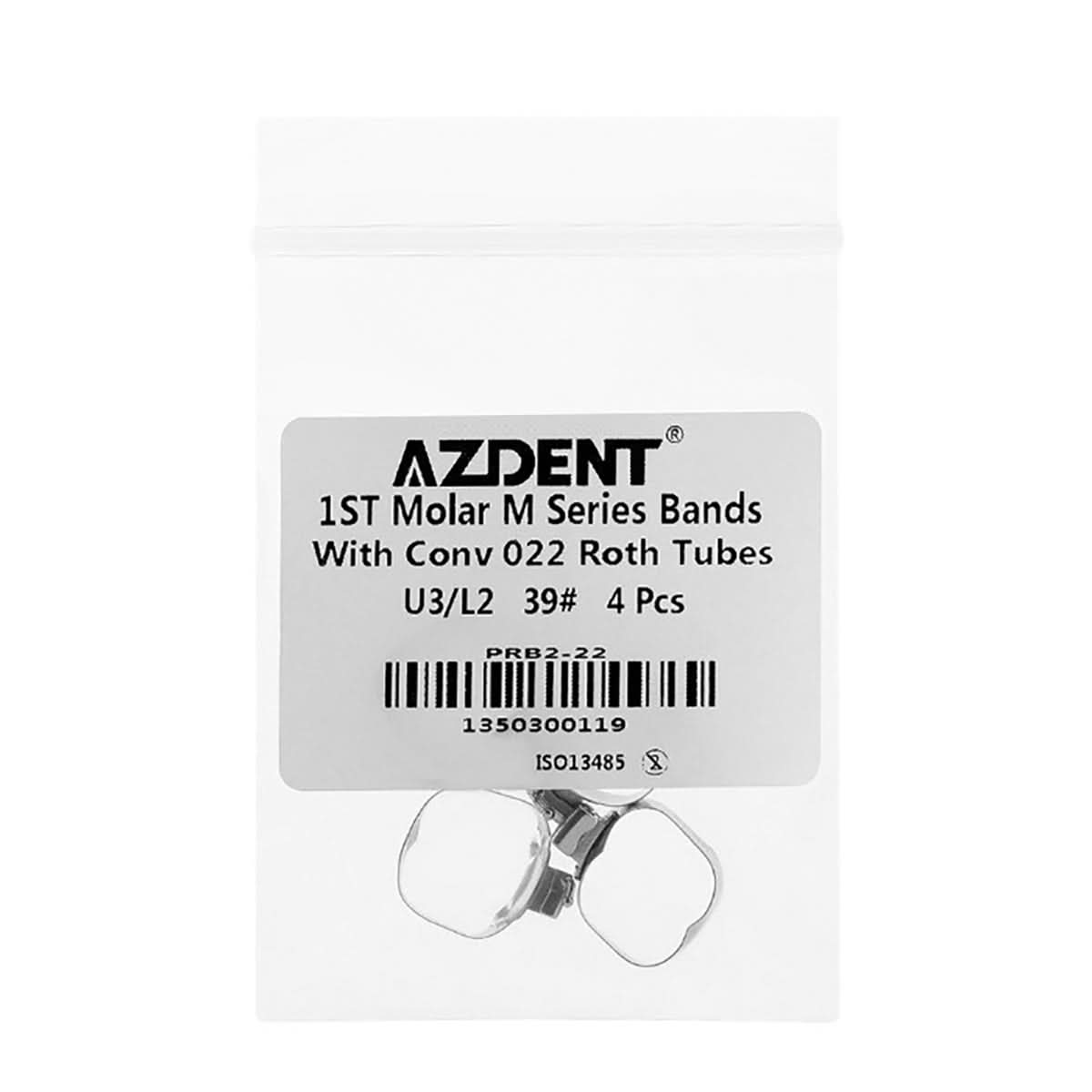 AZDENT Dental Orthodontic Buccal Tube Band 1st 35#-40+# Roth .022 U3/L2 4pcs/Kit - azdentall.com