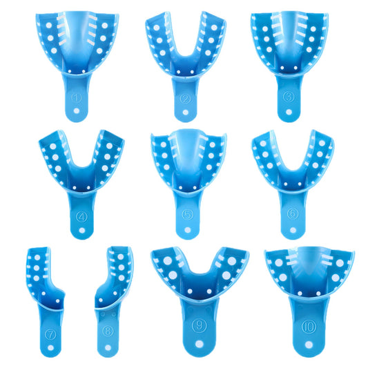 Dental Impression Trays Plastic Perforated Autoclavable 10 Sizes 12pcs/Bag - azdentall.com