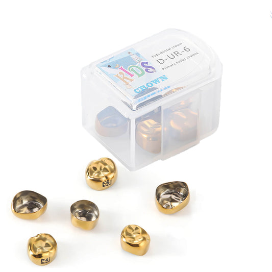 48 Sizes Dental Gold Primary Molar Kids Crown Stainless Steel Preformed Temporary Crowns 5pcs/Box - azdentall.com