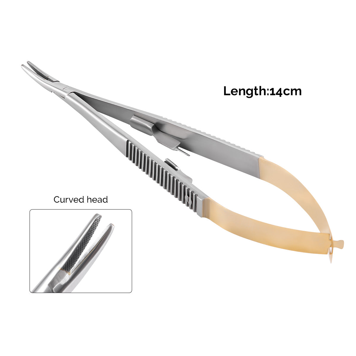 Dental Forceps Needle Holders Tweezer with Lock Curved Head 14cm - azdentall.com