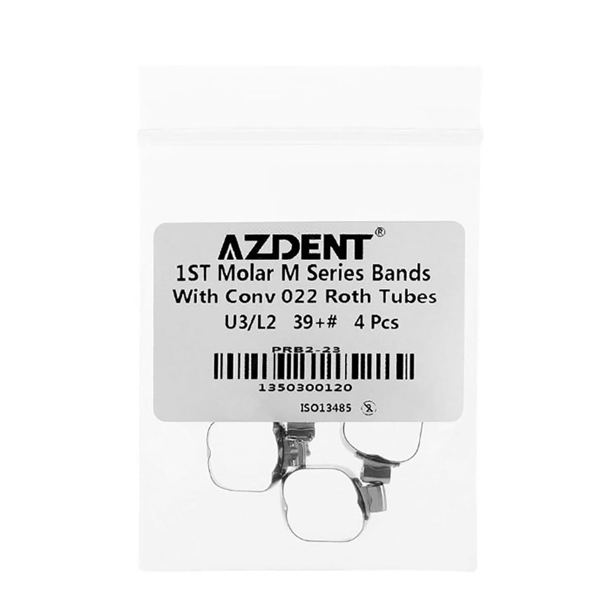 AZDENT Dental Orthodontic Buccal Tube Band 1st 35#-40+# Roth .022 U3/L2 4pcs/Kit - azdentall.com