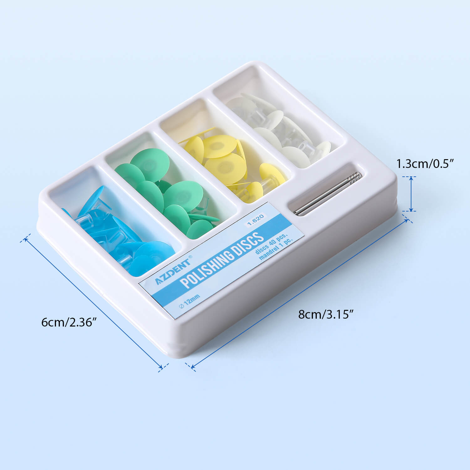 AZDENT Dental Composite Polishing Discs φ12mm with Mandrel CA2.35mm 40Pcs/Box - azdentall.com