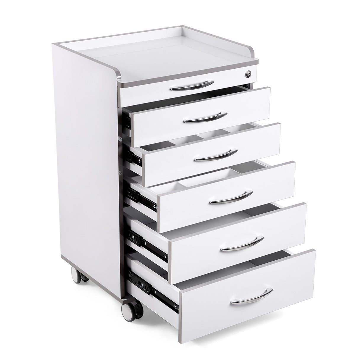 Dental NW-P4 Acrylic Mobile Cabinet Cart Five Drawers & Two Instrument Tray - azdentall.com