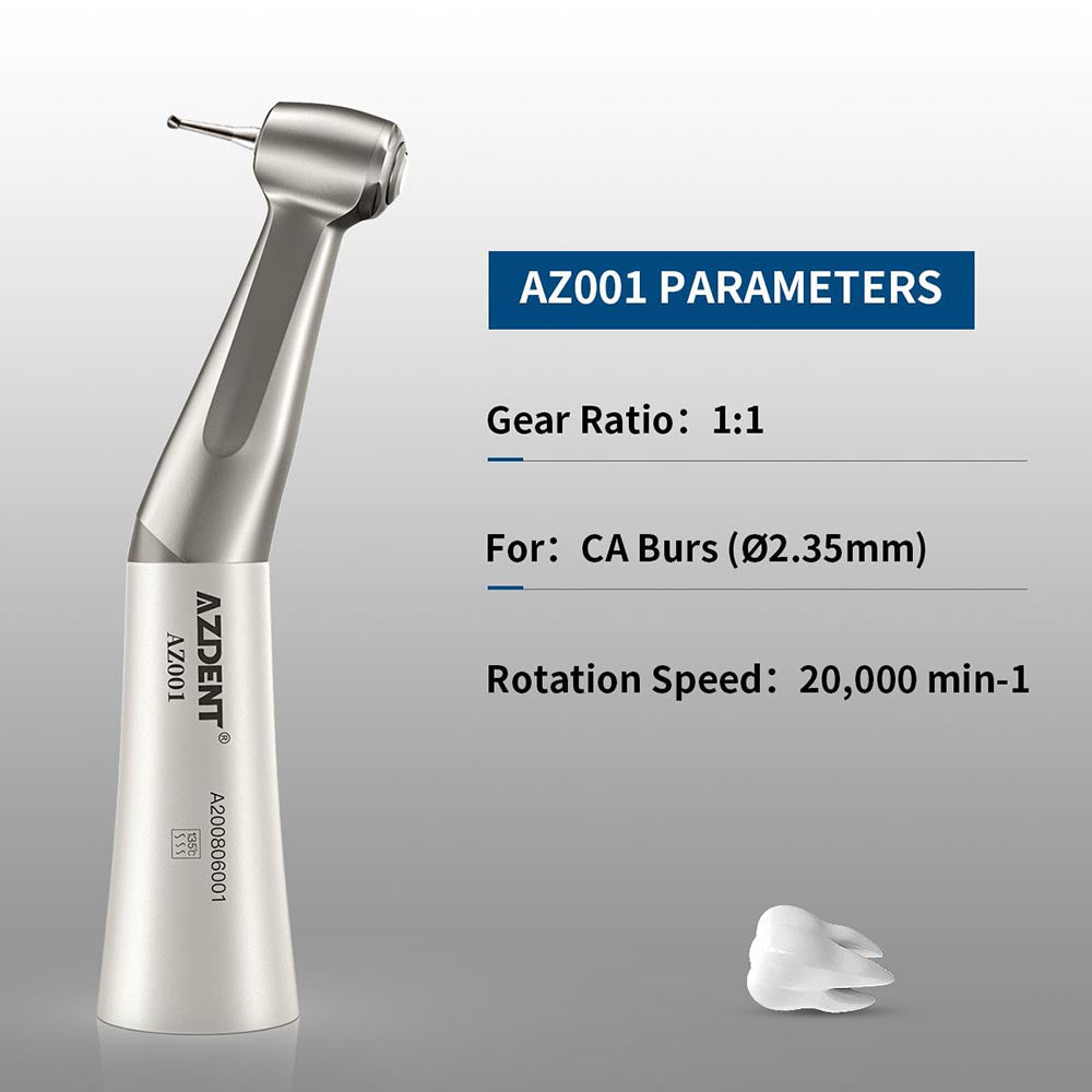 AZDENT 1:1 Low Speed Push Button Contra Angle Handpiece External Water