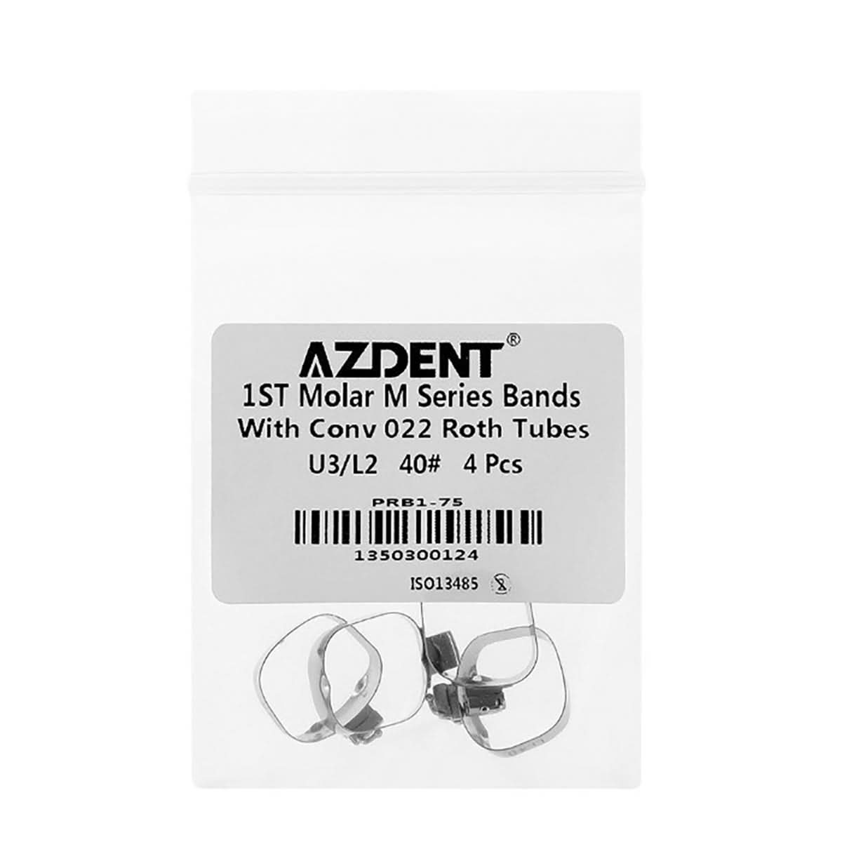 AZDENT Dental Orthodontic Buccal Tube Band 1st 35#-40+# Roth .022 U3/L2 4pcs/Kit - azdentall.com