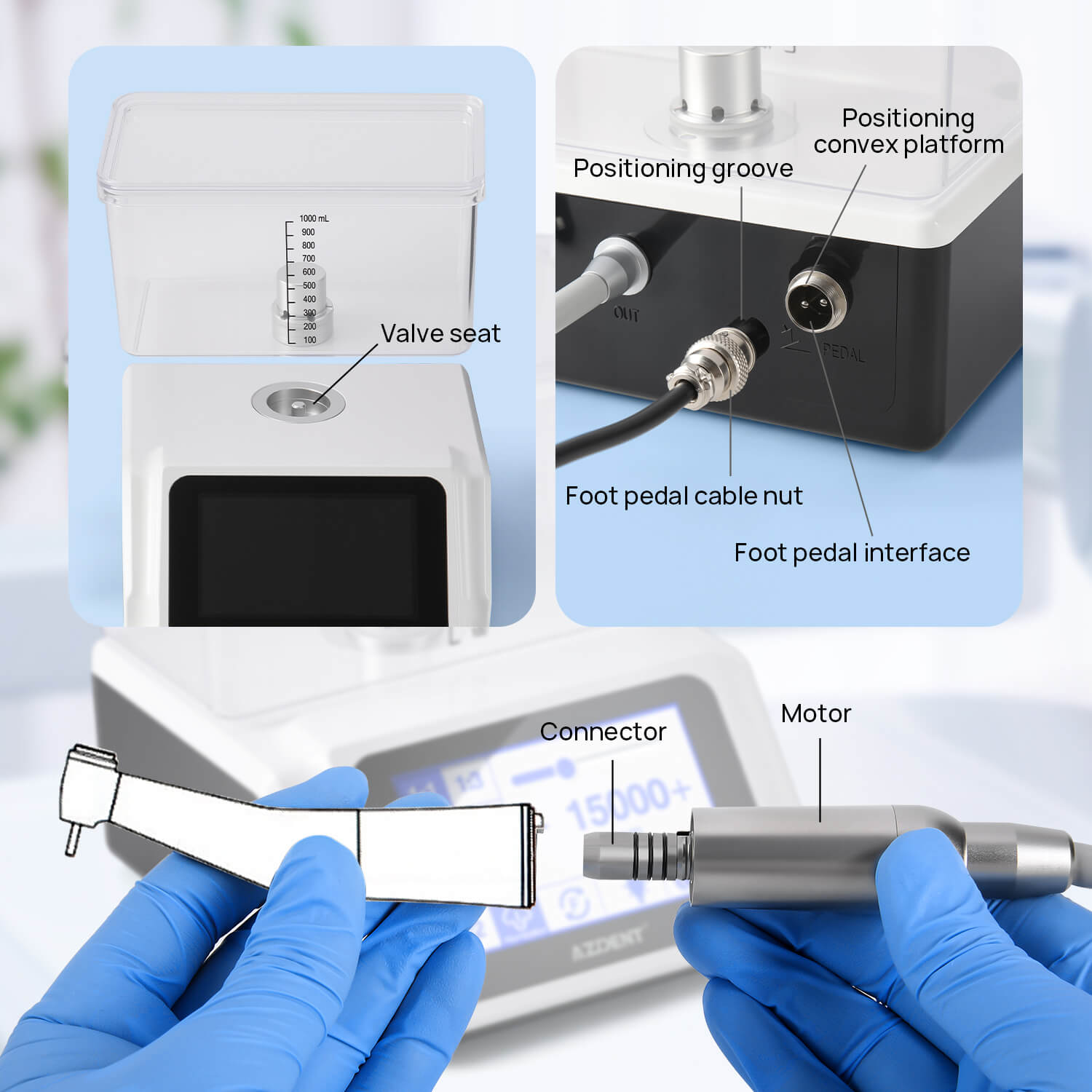 AZDENT Dental LED Electric Brushless Surgery Motor System Touch Screen with Water Supply - azdentall.com