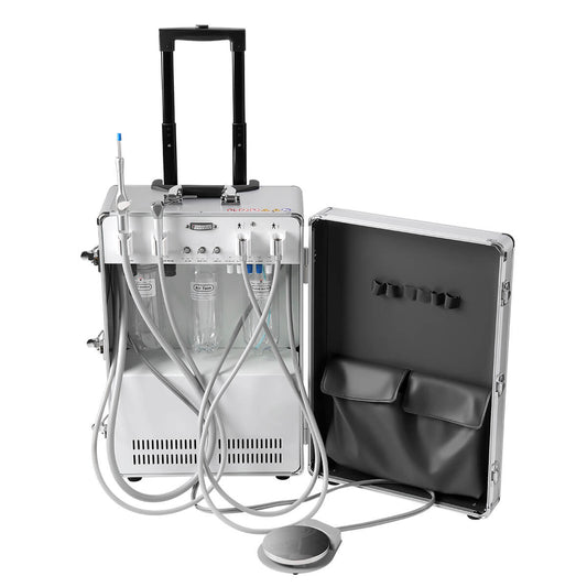 Dental Portable Mobile Delivery Unit System Built-in Air Compressor Strong Suction 4 Hole - azdentall.com