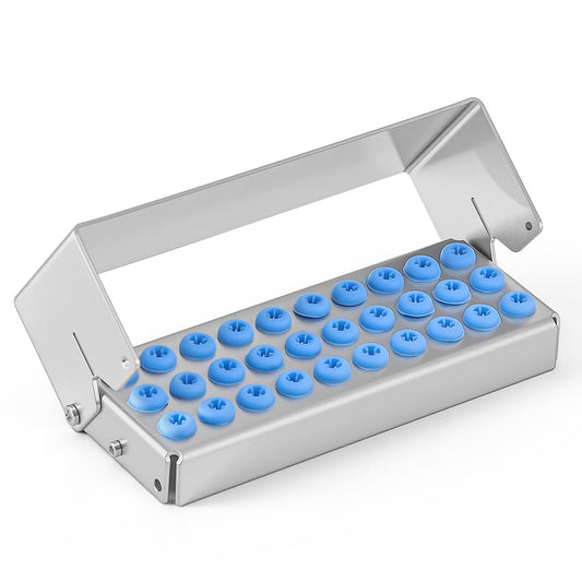 Dental Burs Holder Block Stainless Steel Disinfection Box 30 Holes