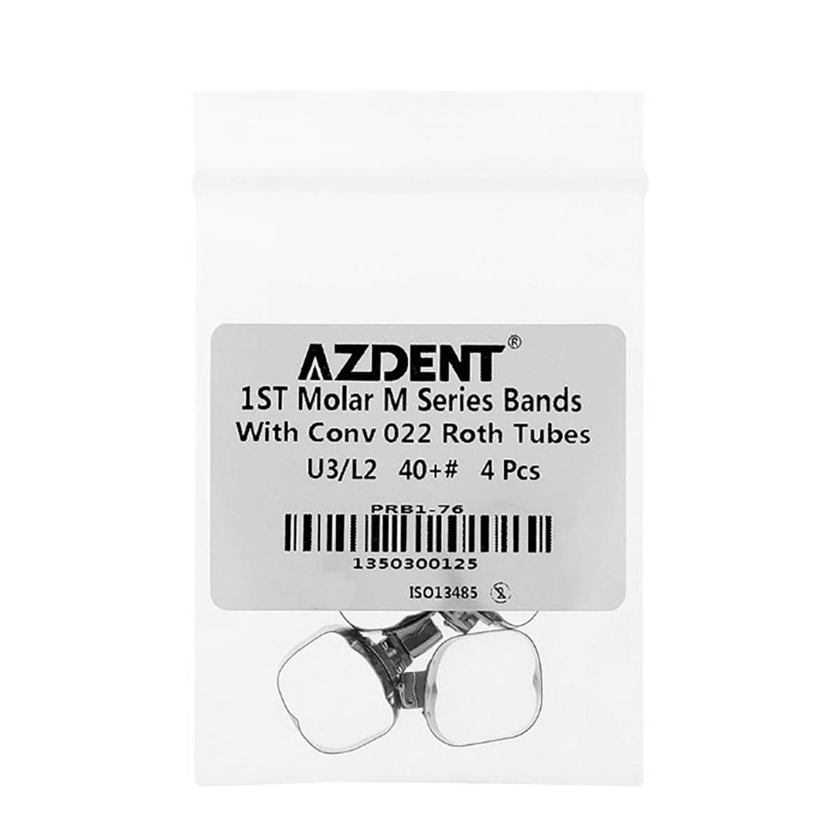 AZDENT Dental Orthodontic Buccal Tube Band 1st 35#-40+# Roth .022 U3/L2 4pcs/Kit - azdentall.com