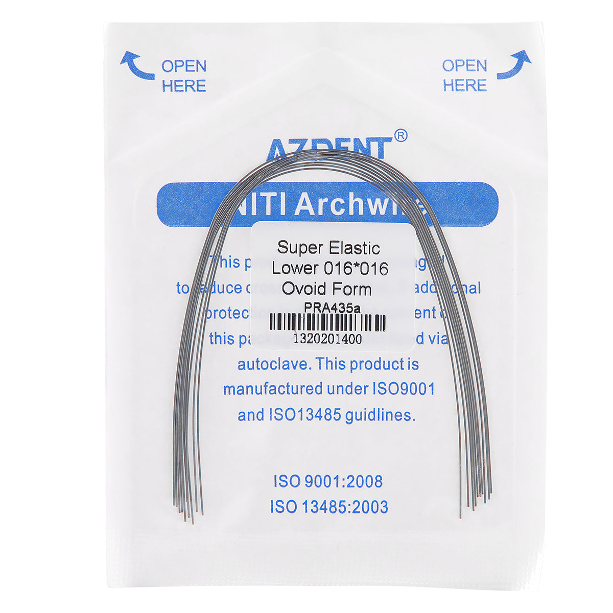 AZDENT Archwire Niti Super Elastic Ovoid Rectangular 0.016 x 0.016 Lower 10pcs/Pack - wholesale.azdentall.com