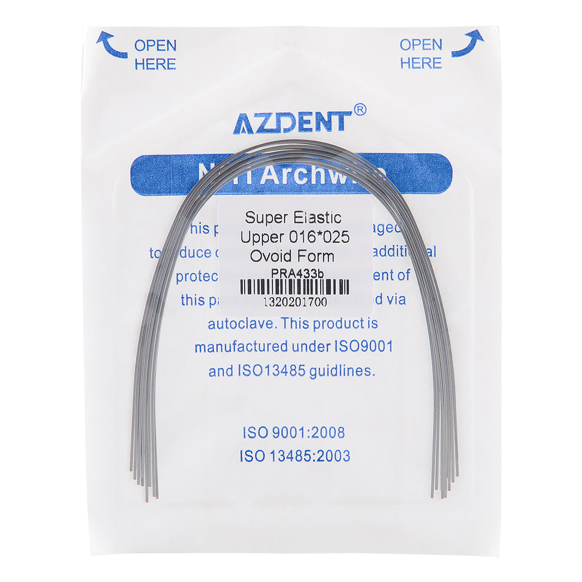 AZDENT Archwire Niti Super Elastic Ovoid Rectangular 0.016 x 0.025 Upper 10pcs/Pack - wholesale.azdentall.com