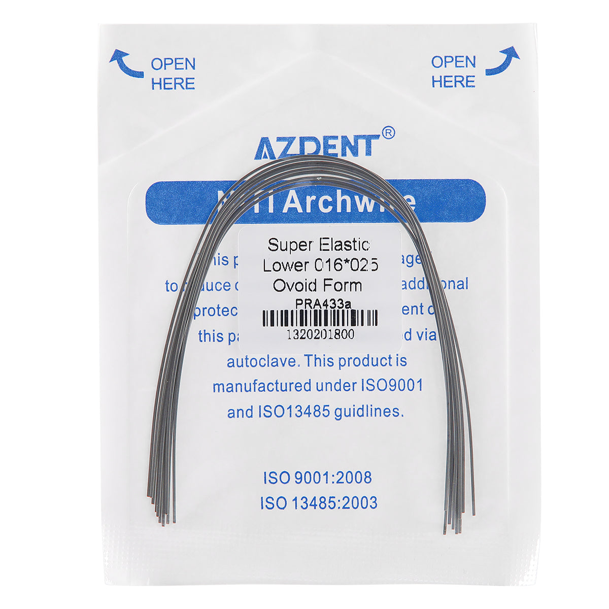 AZDENT Archwire Niti Super Elastic Ovoid Rectangular 0.016 x 0.025 Lower 10pcs/Pack - wholesale.azdentall.com