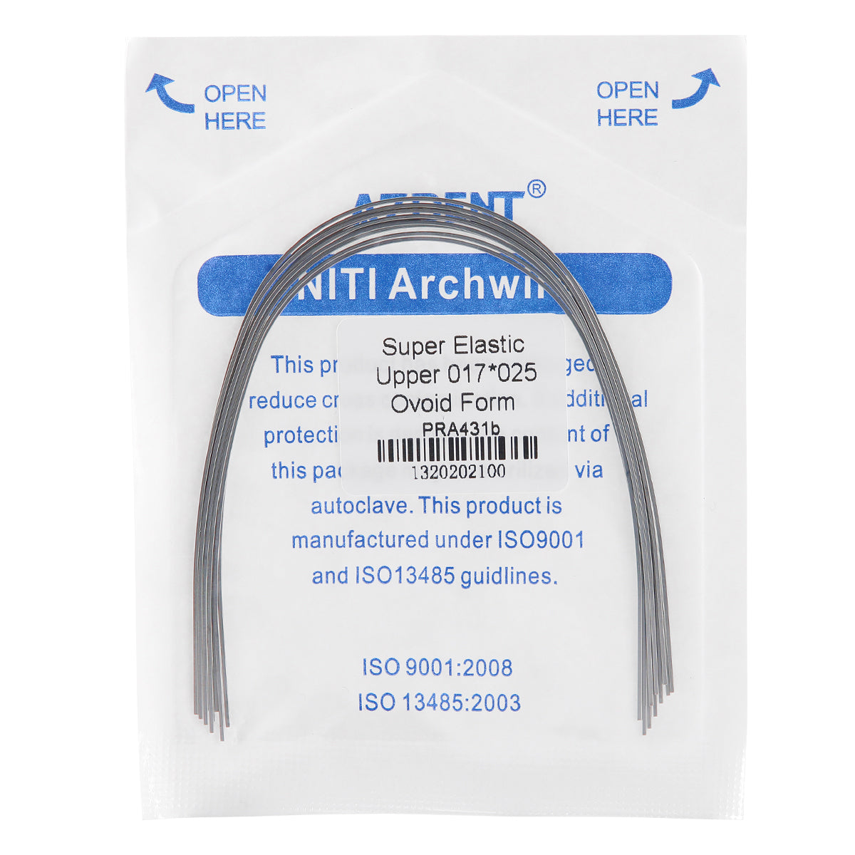AZDENT Archwire Niti Super Elastic Ovoid Rectangular 0.017 x 0.025 Upper 10pcs/Pack - wholesale.azdentall.com