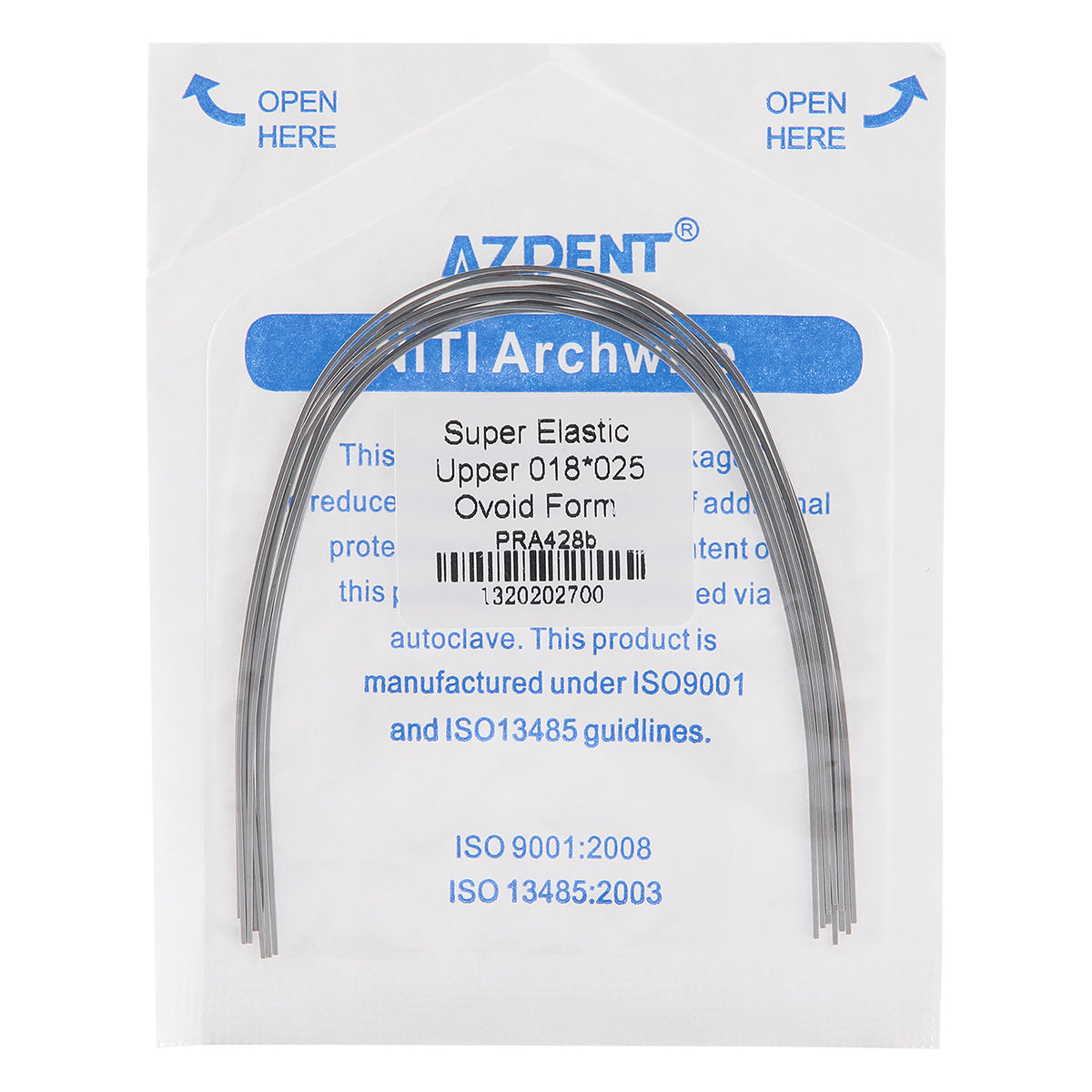 AZDENT Archwire Niti Super Elastic Ovoid Rectangular 0.018 x 0.025 Upper 10pcs/Pack - wholesale.azdentall.com