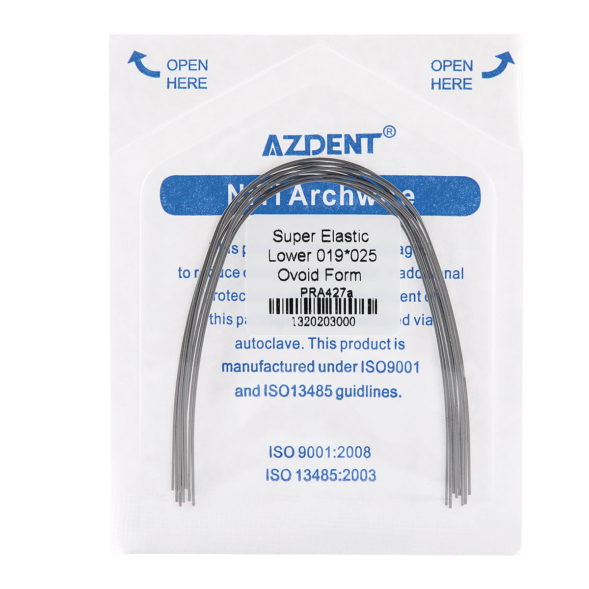 AZDENT Archwire Niti Super Elastic Ovoid Rectangular 0.019 x 0.025 Lower 10pcs/Pack - wholesale.azdentall.com
