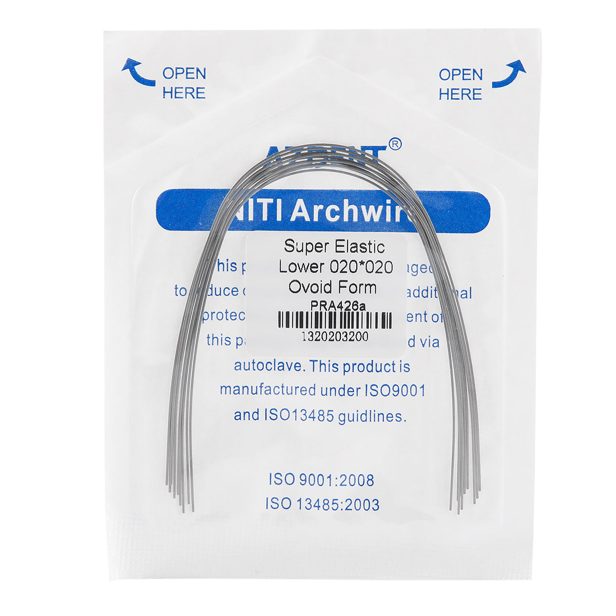 AZDENT Archwire Niti Super Elastic Ovoid Rectangular 0.020 x 0.020 Lower 10pcs/Pack - wholesale.azdentall.com